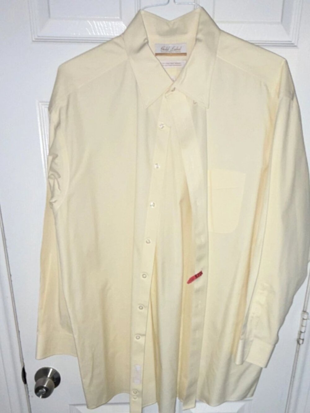 Roundtree & Yorke Gold Label Non-Iron Cotton Solid Dress Shirt Yellow 17 34/35